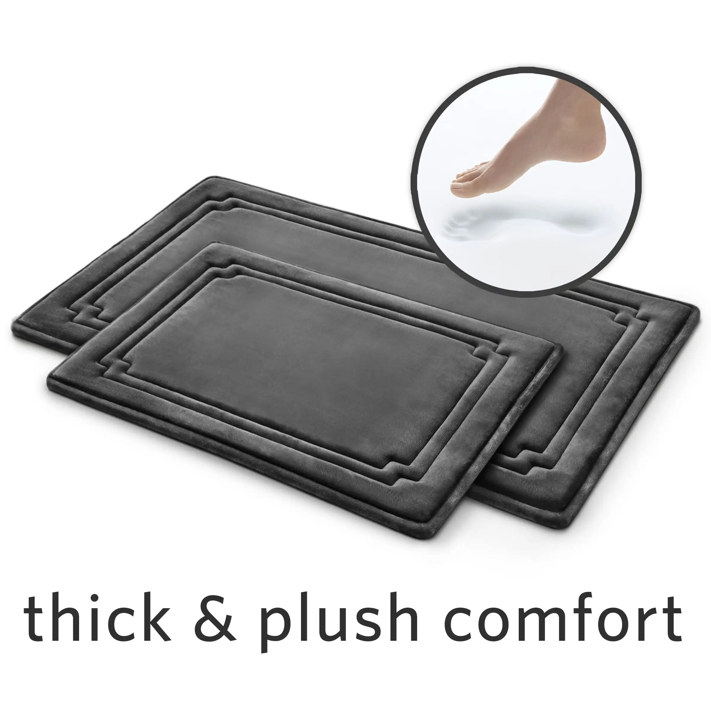 

Better Homes & Gardens Thick & Plush 2-Piece Bath Rug Set, Dark Grey, Charcoal Infused Memory Foam