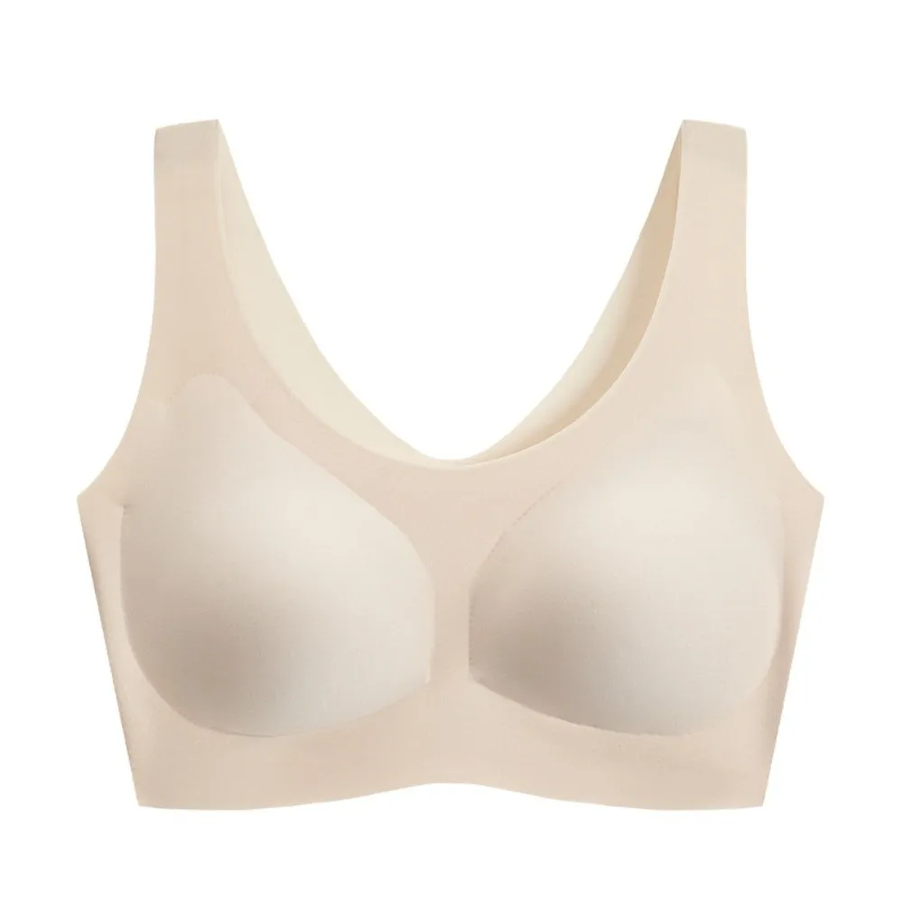 

Soft Solid Color Wireless Deep V Bra Slim Vest Traceless Underwear for Women V Neck Ice Silk Girls Seamless Bra Female