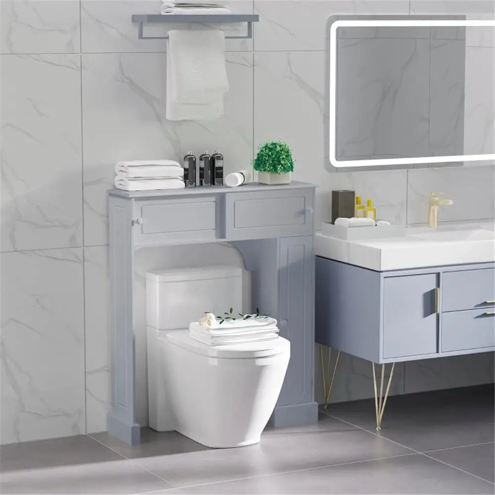 Gray Bathroom Storage Cabinet - Elegant Organizer for Home | Fast Shipping via