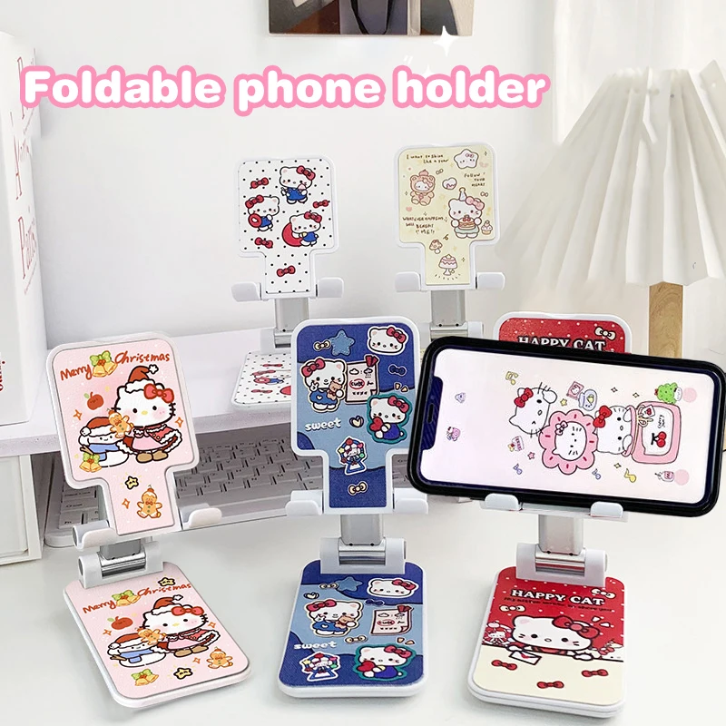 Sanrio Cute Hello Kitty Kuromi Desk Mobile Phone Holder Stand kawaii Adjustable Desktop Tablet Holder Universal