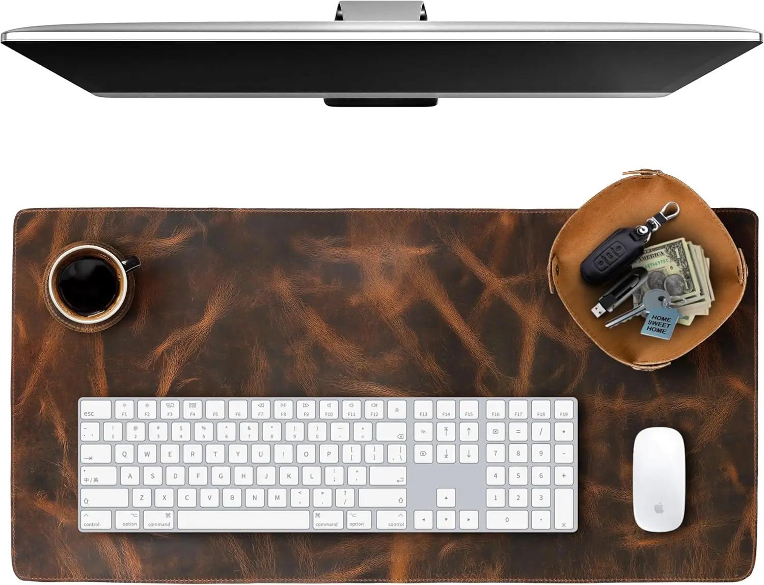 

Настольный коврик из натуральной кожи — двухслойный большой компьютерный коврик толщиной 3 мм для клавиатуры, игровой мыши, офисных настольных аксессуаров