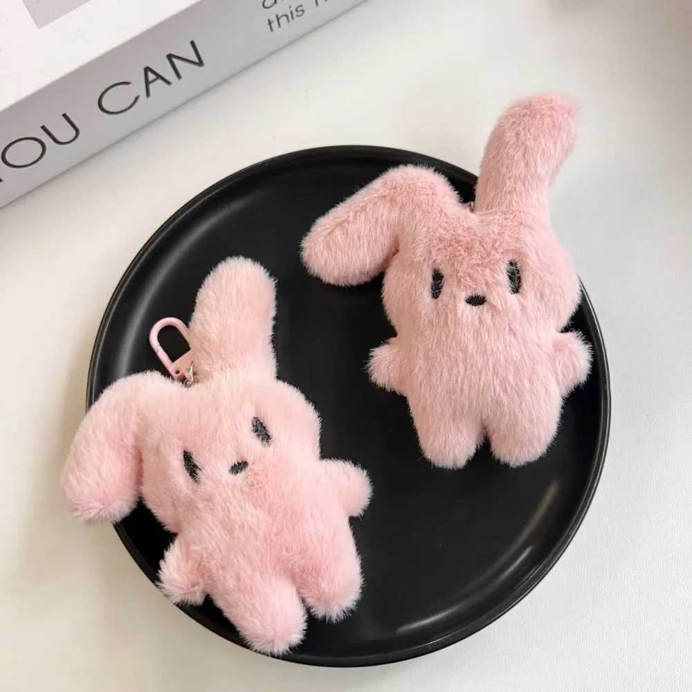 New Sweet Pink Plush Rabbit Keychains Y2K Creative Stuffed Animal Toy Car Backpack Ornament Personality Doll Pendantd Key Chains