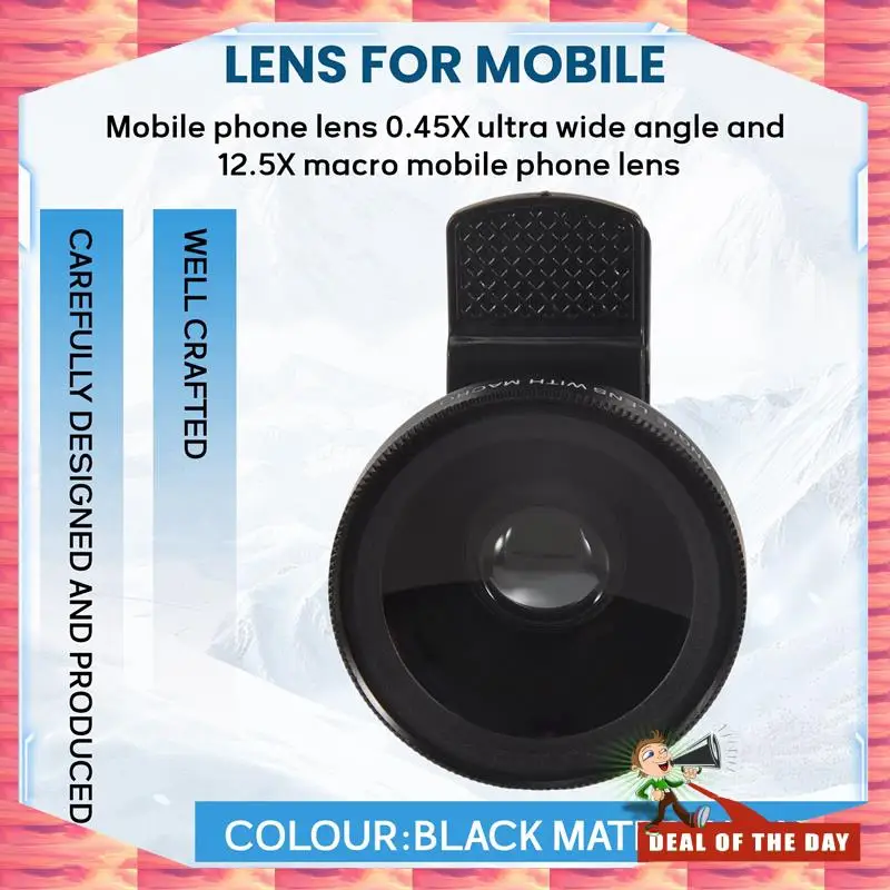 24-Hour Delivery 2 In 1 HD Phone Lens 0.45X Super Wide Angle &12.5X Macro Mobile Lens For Iphone 11 For Xiaomi For  For H