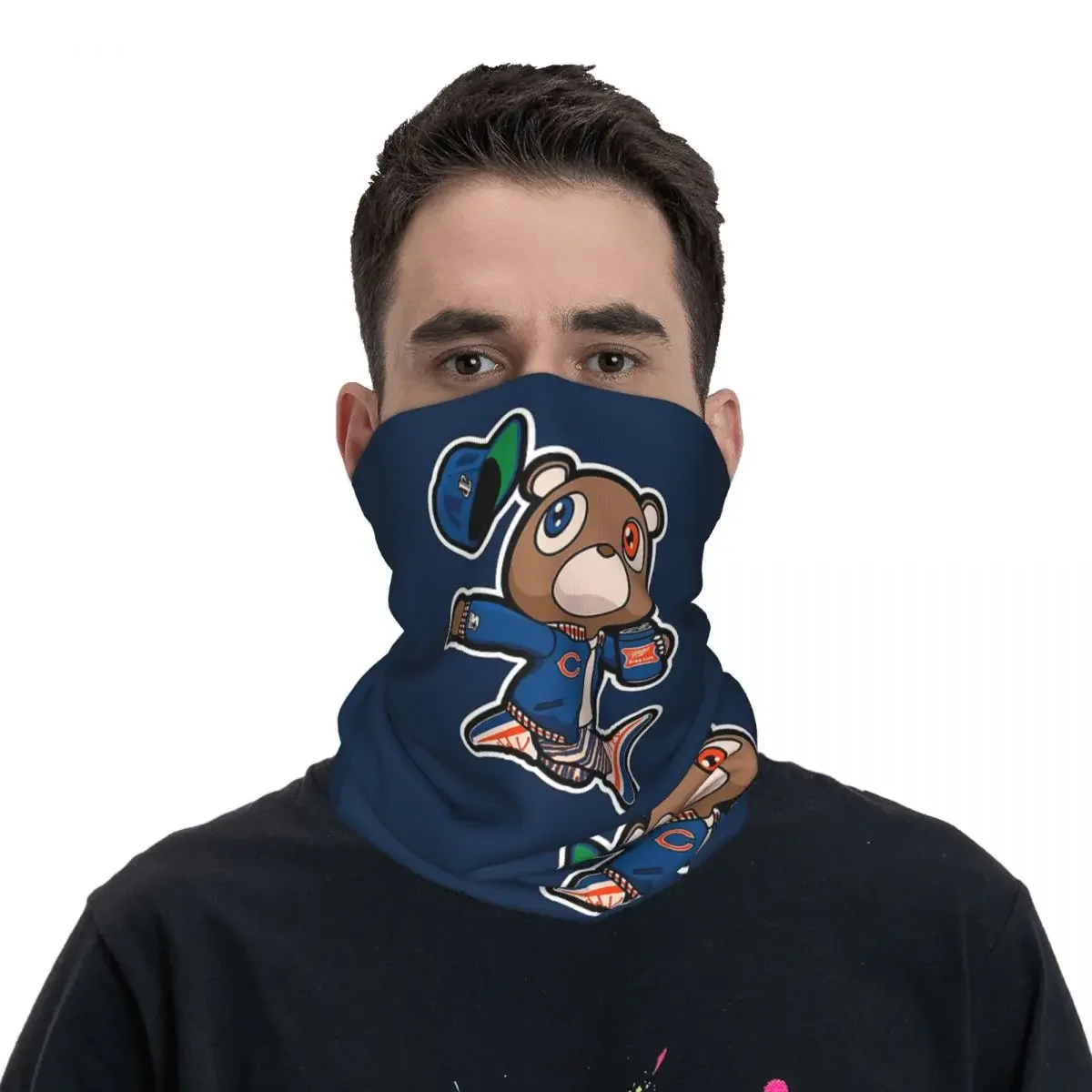 Kanye West Dropout Bear Chicago Graduation Bandana Neck Gaiter Printed Mask Scarf Headwear Hiking Fishing For Men Women Adult