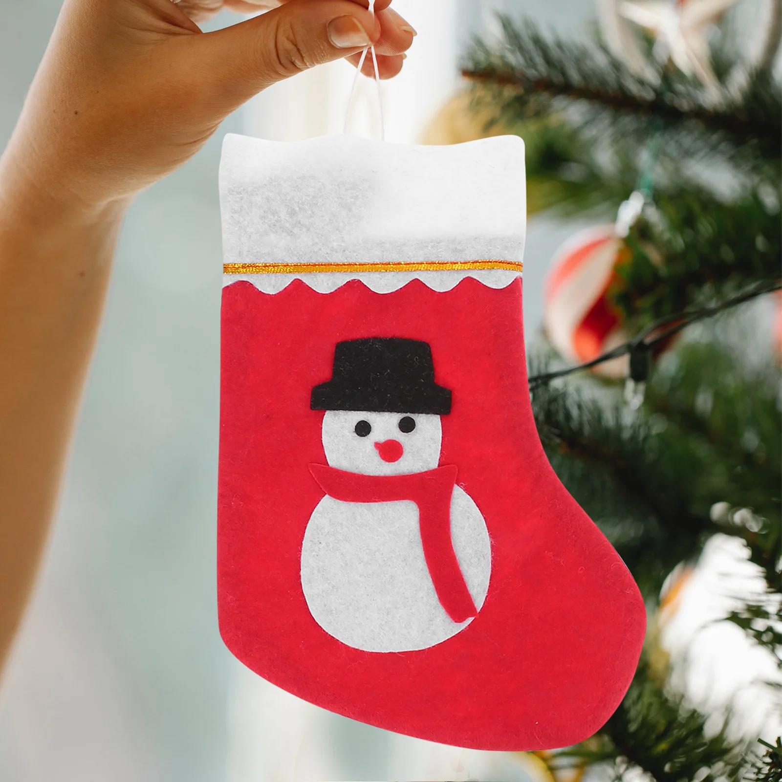 

24Pcs Christmas Sock Hanging Pendants Cloth Gift Holders Decorative Socks for Tree Fireplace Xmas Party Ornament