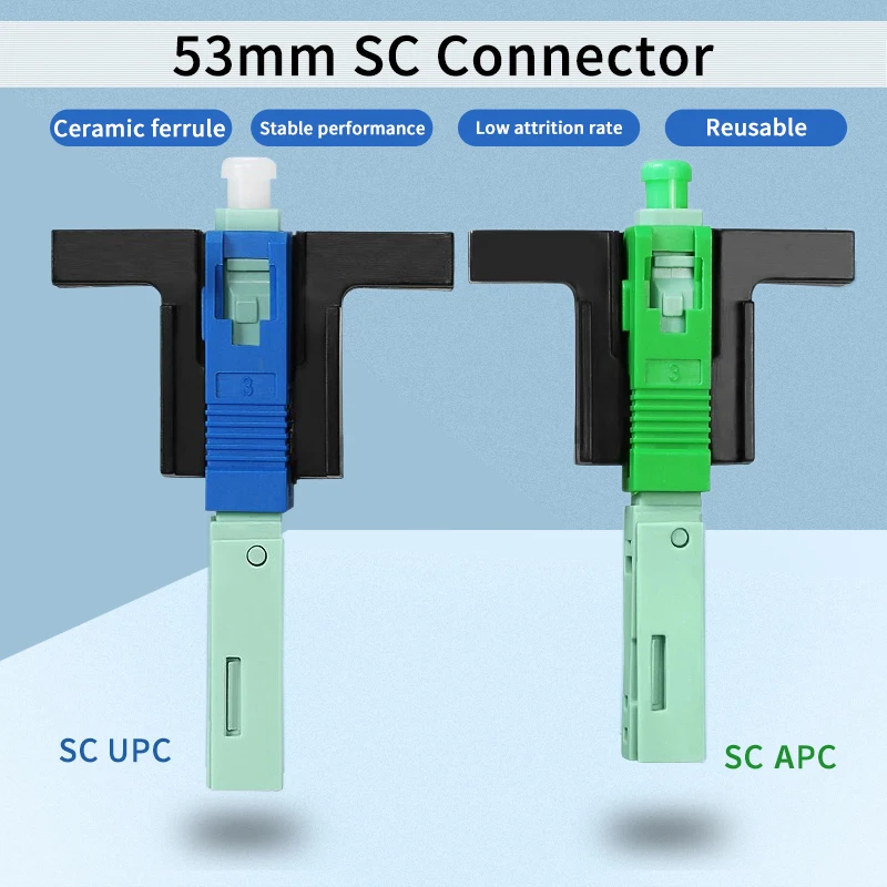 SC UPC APC Fiber Optic Connector FTTH Fiber Optical Fast Connector 53mm Embedded High Quality Optica Quick Connector UPC