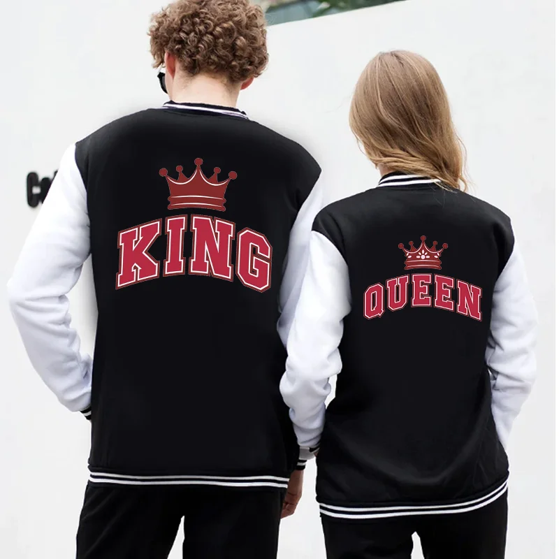 New KING OUEEN Printed Baseball Shirt Men's and Women's Outdoor Street High Quality Button Baseball Jacket Tops