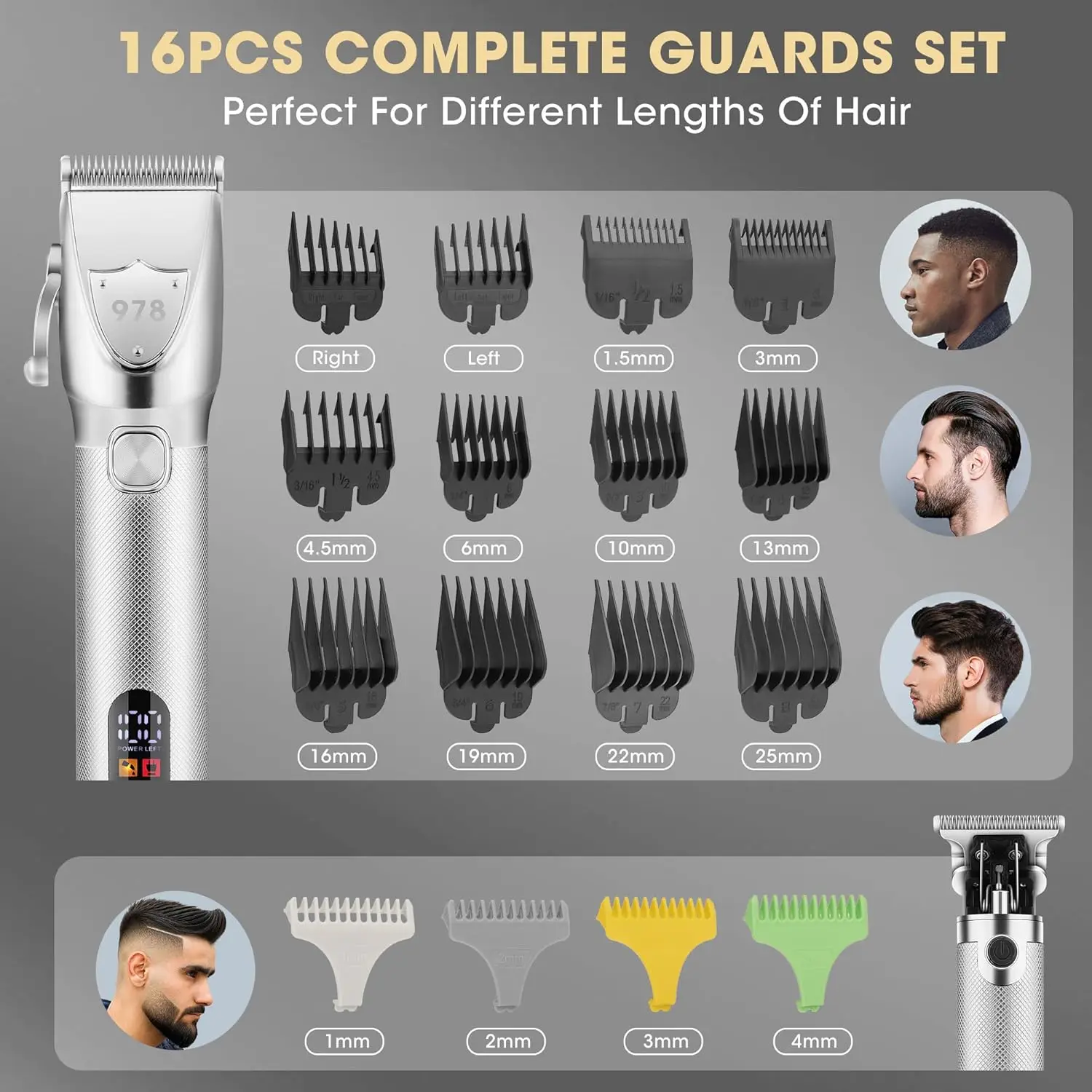 Professional Hair Clippers Electric Razor Shavers Men 3 Piece Set Rechargeable Clippers and Trimmers Beard Trimmer Barber