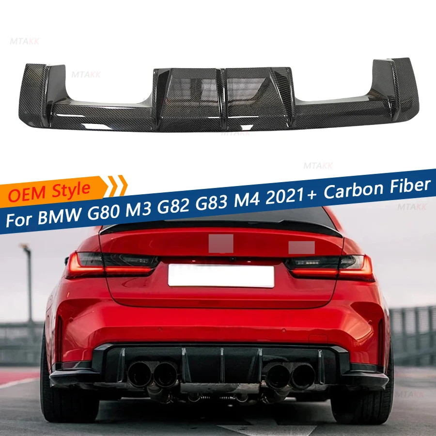 Real Carbon Fiber OEM Style Rear Bumper Lip Splitter Guard Diffuser For BMW G80 M3 G82 G83 M4 2021+ Car Rear Lip Body Parts