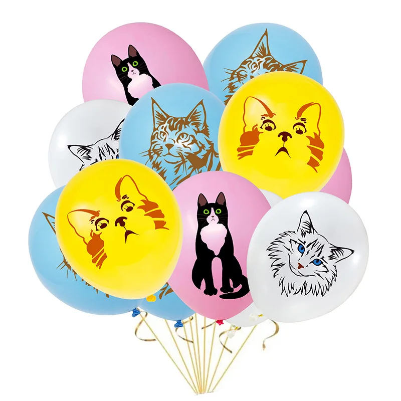 Cat Birthday Party Decorations Packs Kitten Paper Tableware Set Balloons Plates Napkins Globes for Cat Baby Shower Party Supples