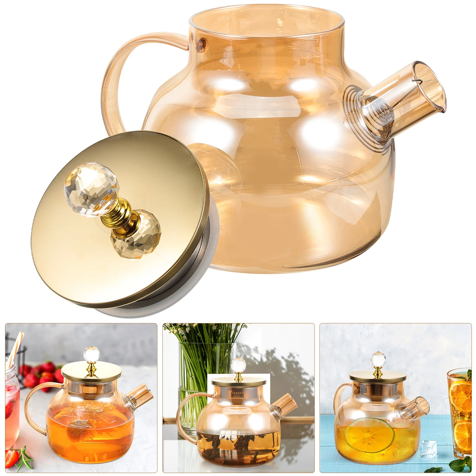 

Glass Pitcher Cold Water Large Capacity Juice Pot Beer Milk High Temperature Resistant for Kitchen Glass Pitcher