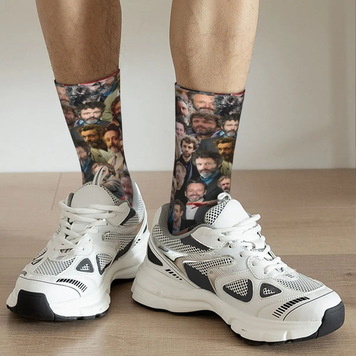 Michael Sheen Crew Meias para Mulheres e Homens, Crew Socks, Antiderrapante, Vintage, Tripulação, Meio, Colagem, Engraçado, Mercadoria, Todas as Estações