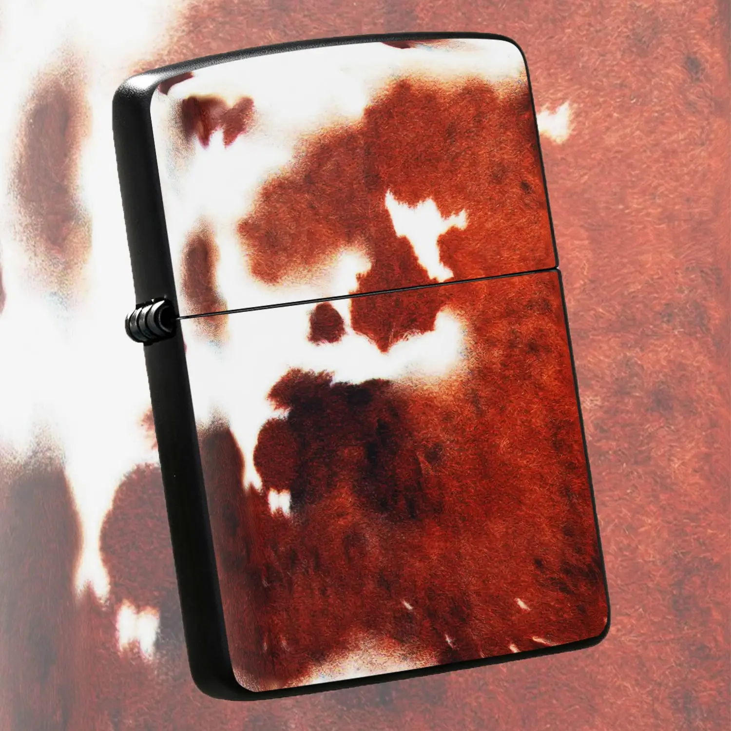 Creative Brown White Cow Print Lighter Artistic Gradient Pattern Portable Ignition Device, Stylish High Aesthetic Multi-Scenario Usable Ignition Tool For Daily Outdoor Travel, Exquisite Trendy Practical Gift Choice For A Humorous And Intere