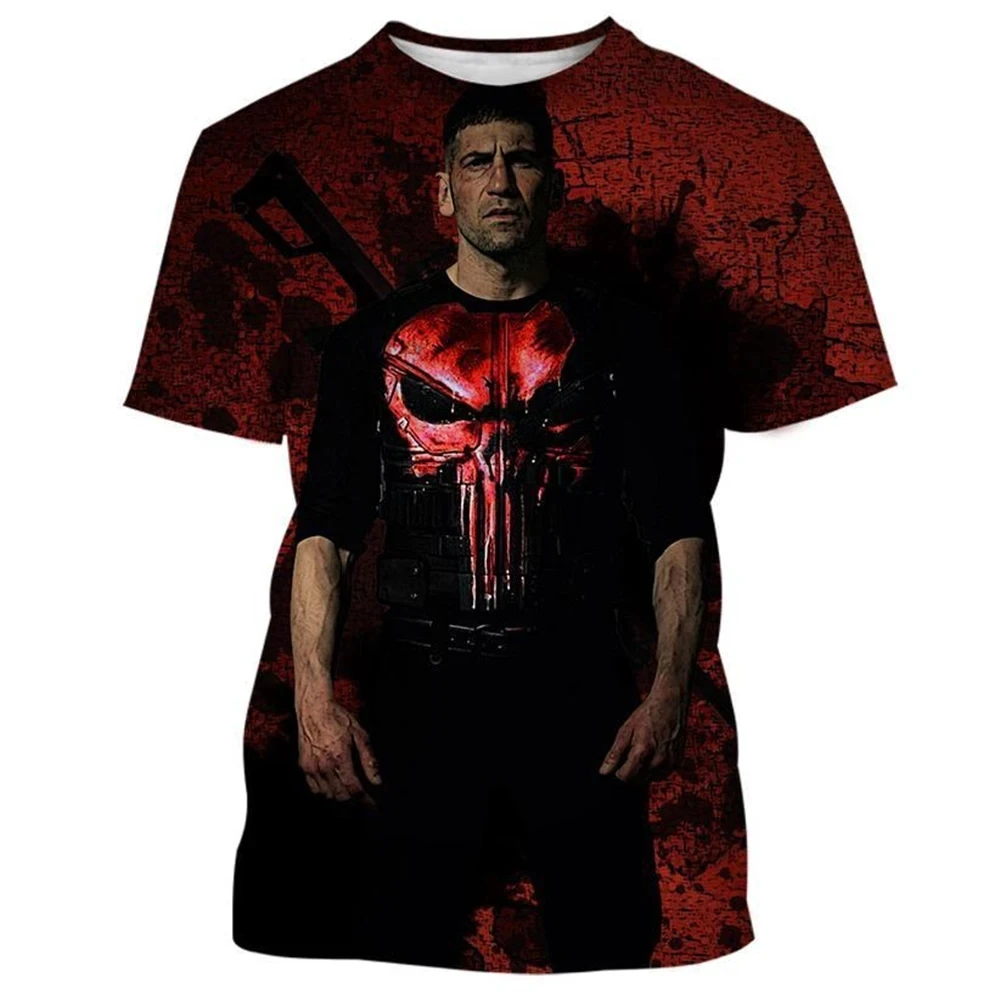 Summer fashion shooting short sleeved 3D printed punisher T-shirt casual shirt personalized men's T-shirt round neck children's