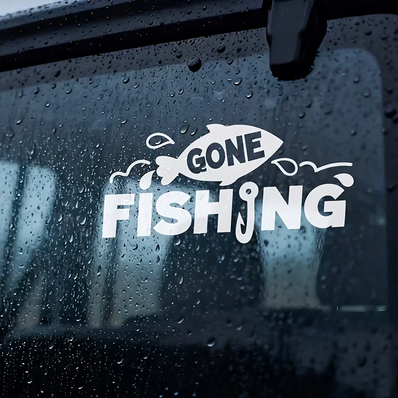 Cartoon Fishing Theme Vinyl Sticker Waterproof Decal for Car Body Triangular Window Laptop Glass Motorcycle Tank Fairing Decor