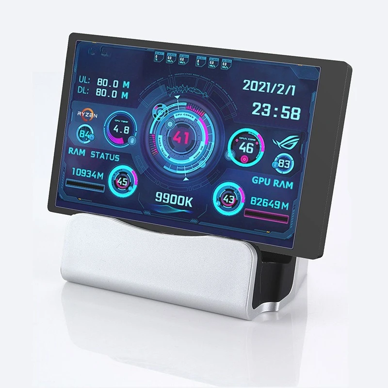 

3,5-дюймовый дополнительный экран корпуса компьютера IPS, дополнительный экран USB-C с полным обзором, мониторинг температуры компьютера