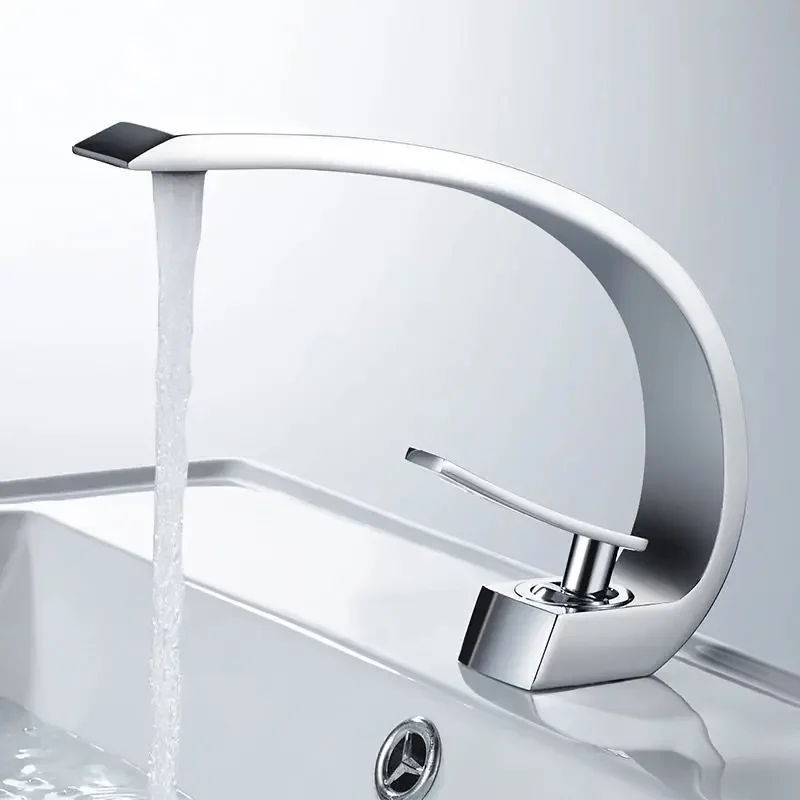 

Creative Cold & Hot Water Black Bathroom Wash Hand Basin Faucet Single Handle Mixing Undercounter Washbasin Sink Metal Faucets