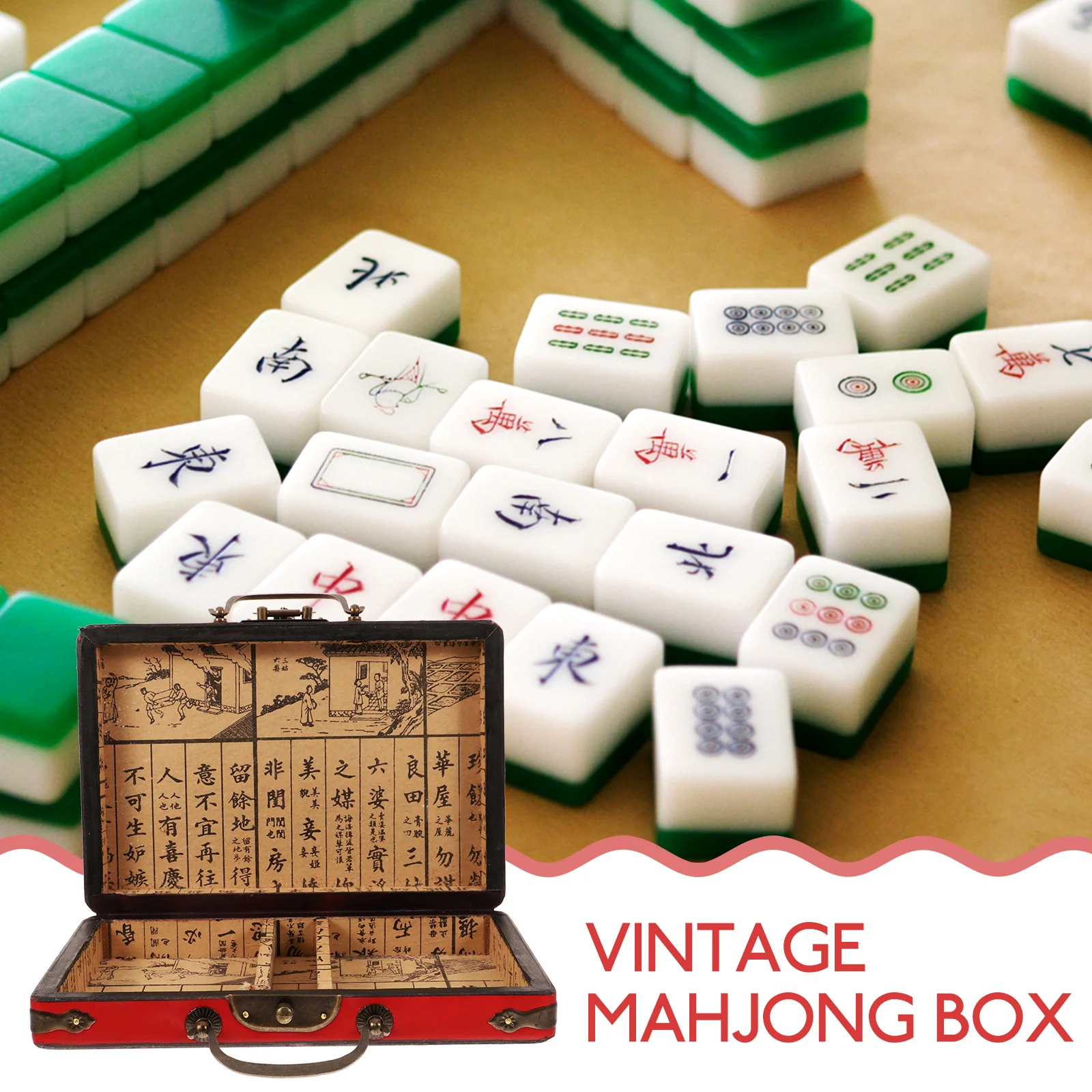 Mahjong Box Gift Case Suitcase Supplies Household Storage Holder Wooden Container