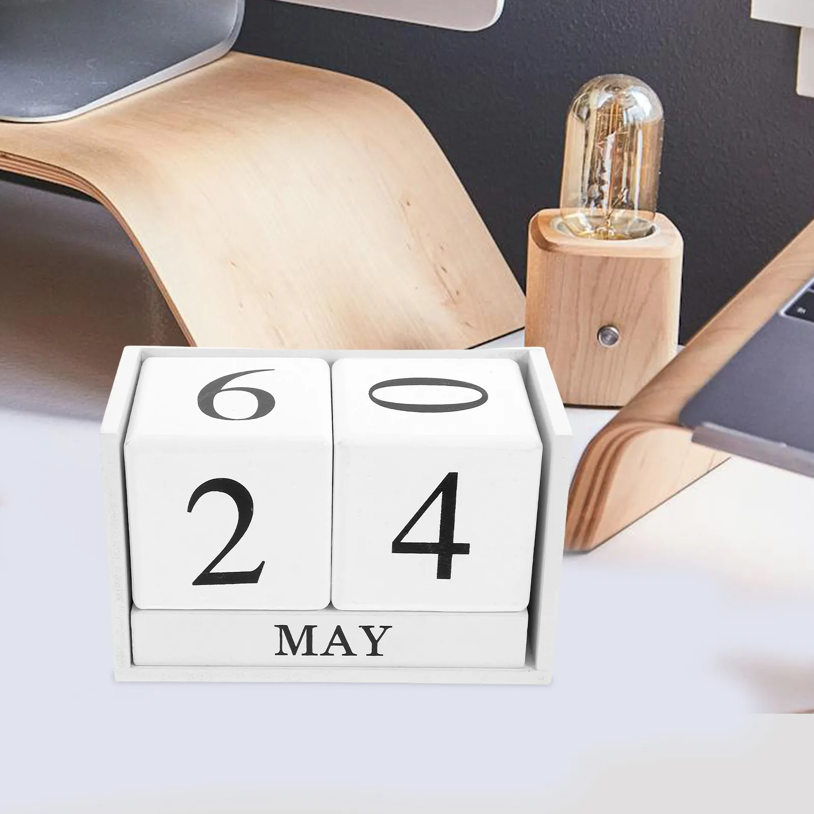

Wood European Perpetual Calendar Desk Block Adjustable Date Month Vintage Style Office Desk Decor Creative Wooden Perpetual