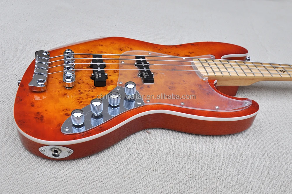 Flyoung 4 Strings Electric Bass Guitar Factory High QUality Guitars Burl Maple Veneer