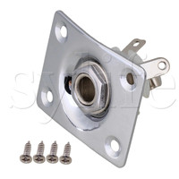 CHROME RECTANGULAR GUITAR JACK PLATE & SOCKET FOR GUITAR