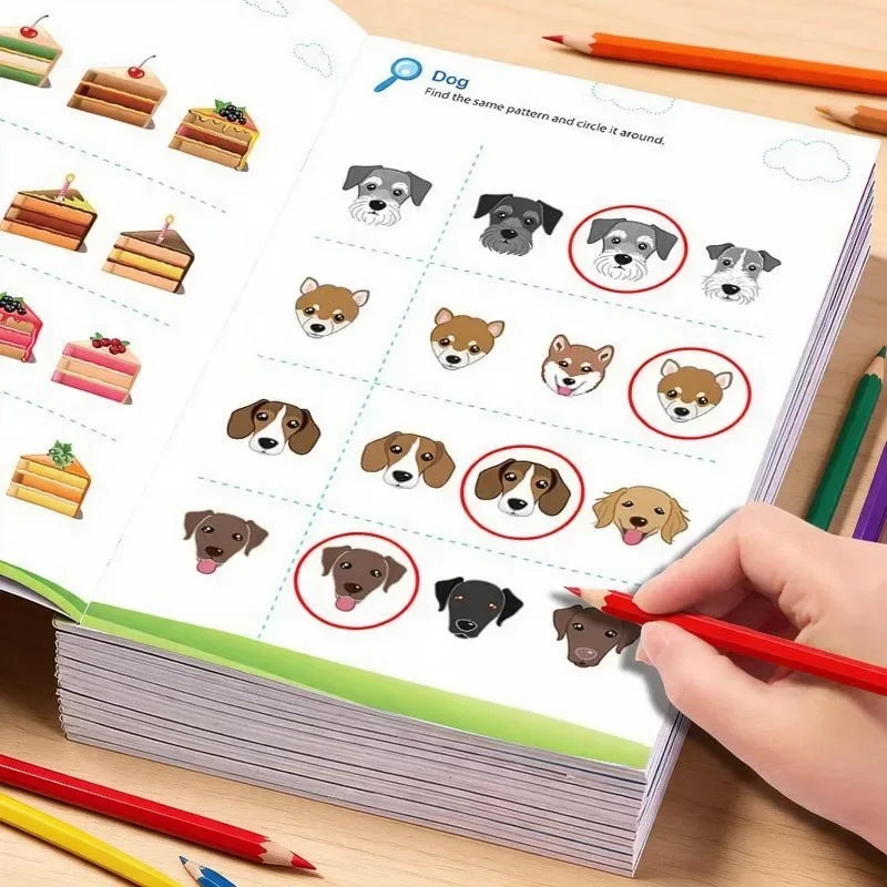 1 Children's Observation Training Activity Book, Find The Same Connection Book, 32 Pages, A5 Size, Enhance Logical Thinking