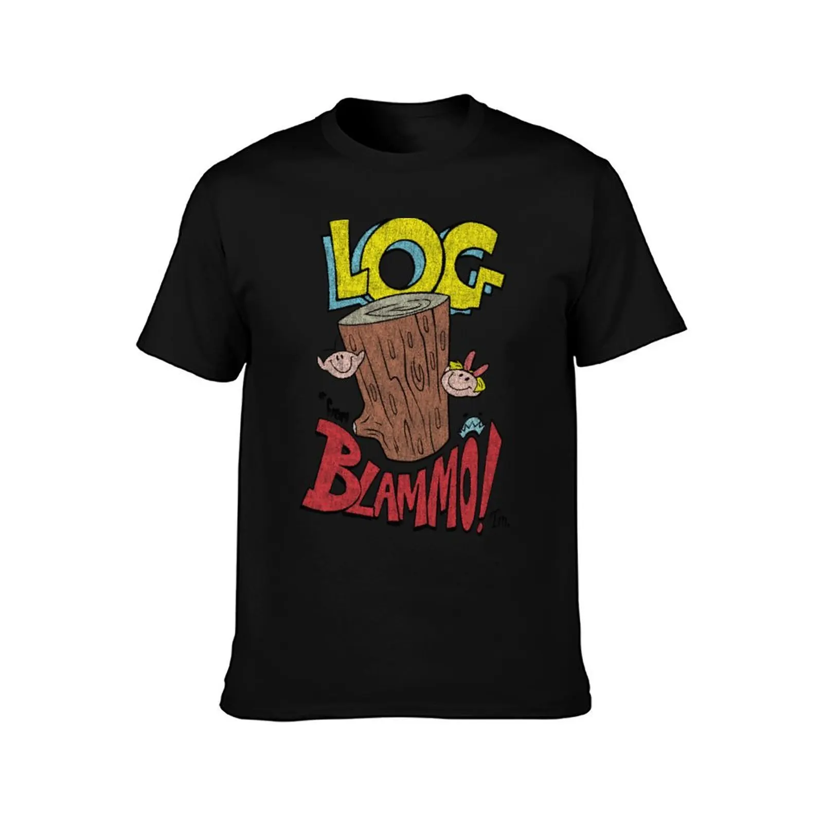 Log by Blammo (Retro Distressed Look). Tri-blend TShirt T-Shirt Casual Fashion Short Sleeve Cotton T-Shirt