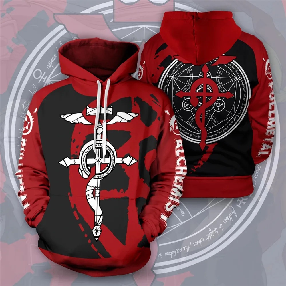 Sudadera con capucha de Anime Alchemist Edward, abrigo Elric, chaqueta de Cosplay, disfraces casuales de poliéster, ropa deportiva, tamaño