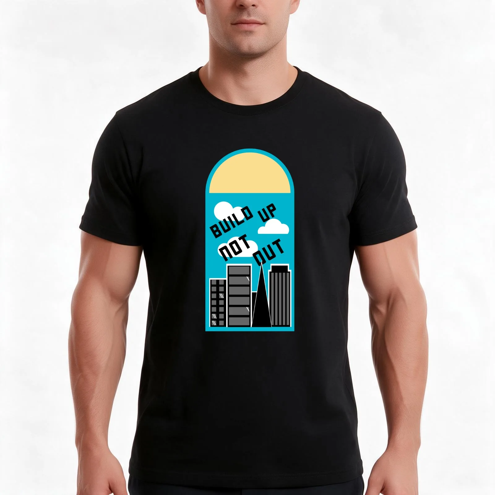 Build Up Not Out T-Shirt, Summer Casual Cotton Tee, Oversized Streetwear Tops, Vintage Graphic Print, Loose Fit Short Sleeve