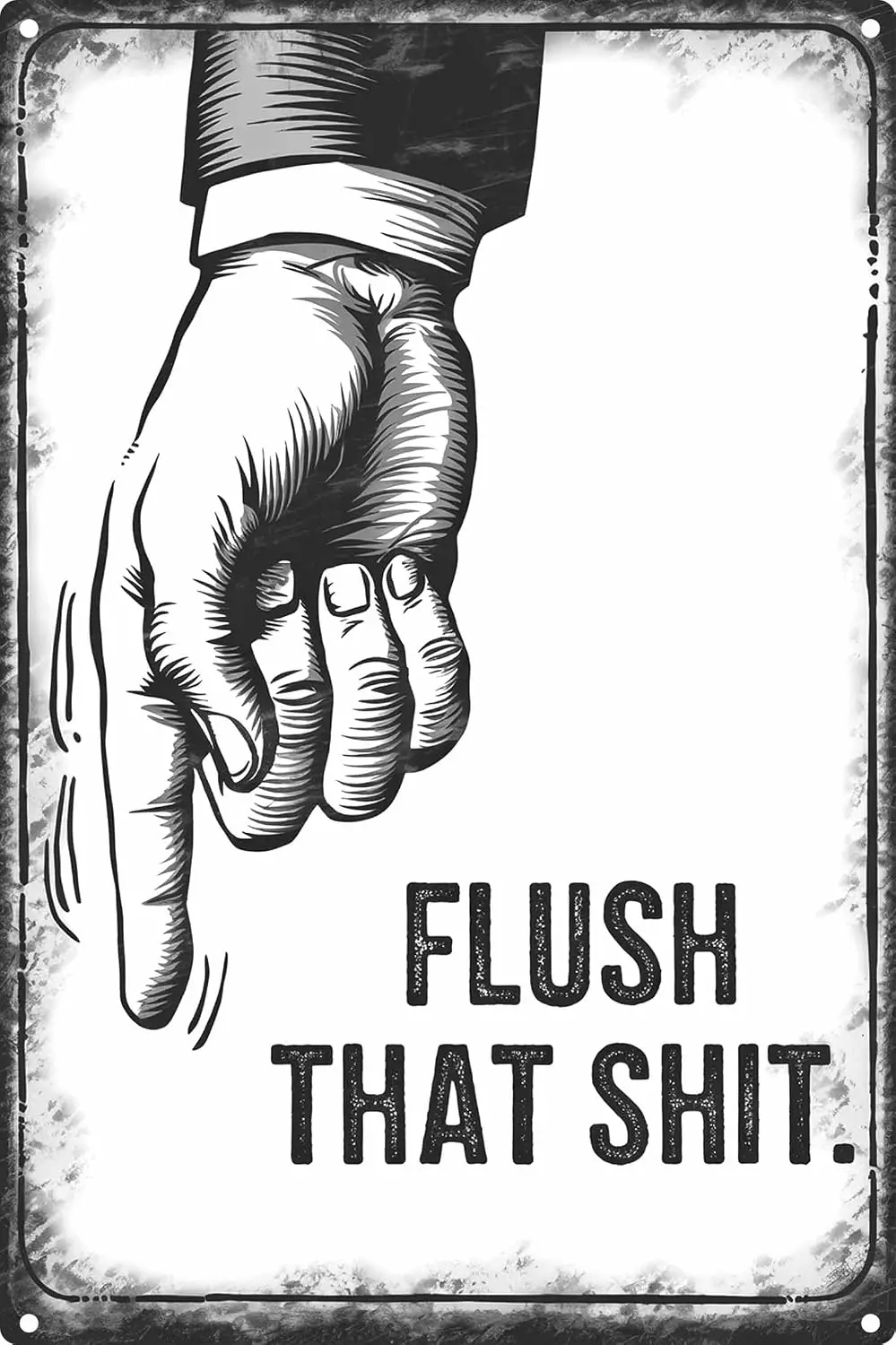 Vintage Tin Sign Retro Metal Funny Bathroom Signs Flushing the Toilet  --Tin Sign