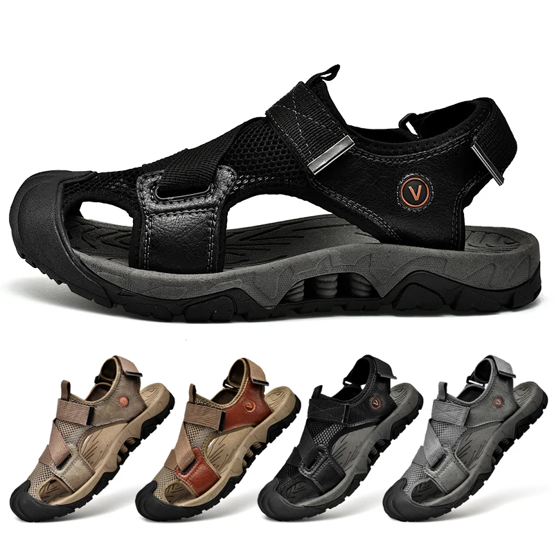 

The latest men's baotou sandals outdoor breathable beach sandals 38-46 size casual sports shoes wading river shoes