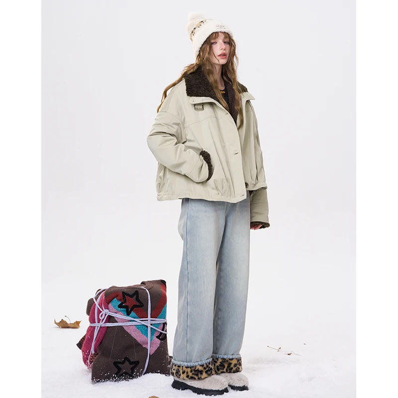 ELFSACK Minimalist Casual Solid Plush Lined Coat For Women
