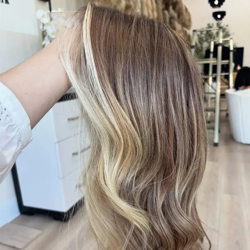 باروكة نسائية 26 بوصة أومبير براون شقراء Balayage الفاخرة الاصطناعية الدانتيل شعر مستعار أمامي 13x4 جزء مجاني HD غير مرئية الدانتيل شعر مستعار أمامي