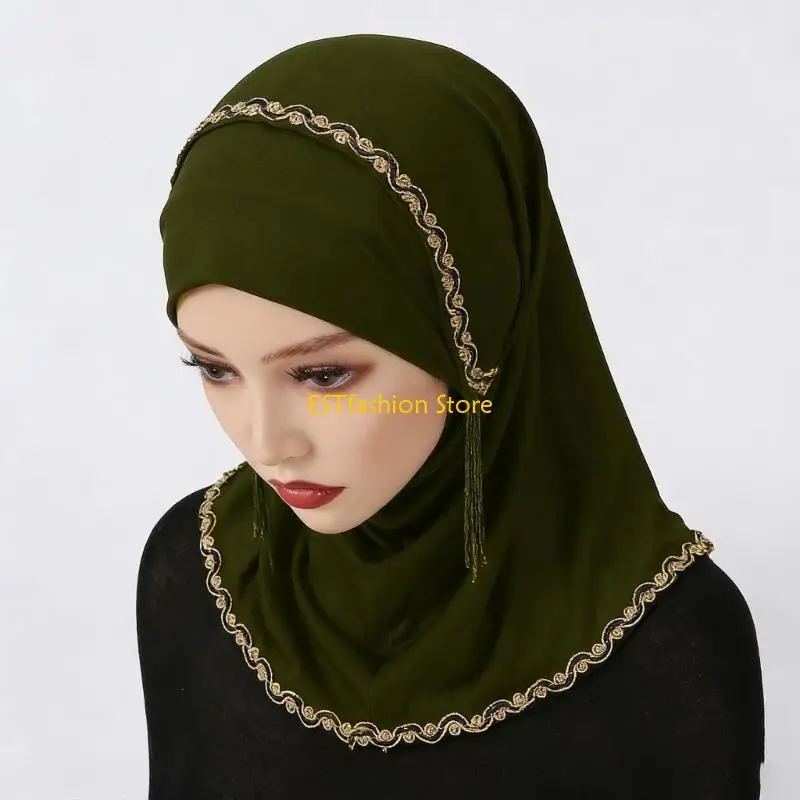 

Y5GC Easy Care Polyester Head Scarf Elegant Design For Prom Event And Religious Occasion