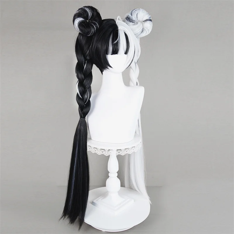 Jogo zenless zona zero dialyn adulto cosplay peruca longo preto branco trançado cabelo halloween feminino masculino alta resistente ao calor perucas prop