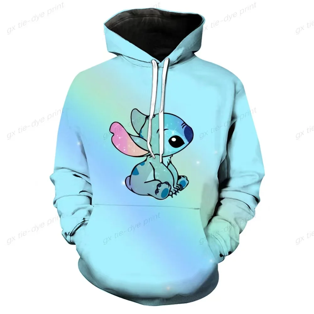 2024 Disney Hoodie Fashion Stitch Angel Monster Pocket Sweatshirt Pullover Cute hoodies girls Women\'s Sweatshirt Cartoon Top y2k