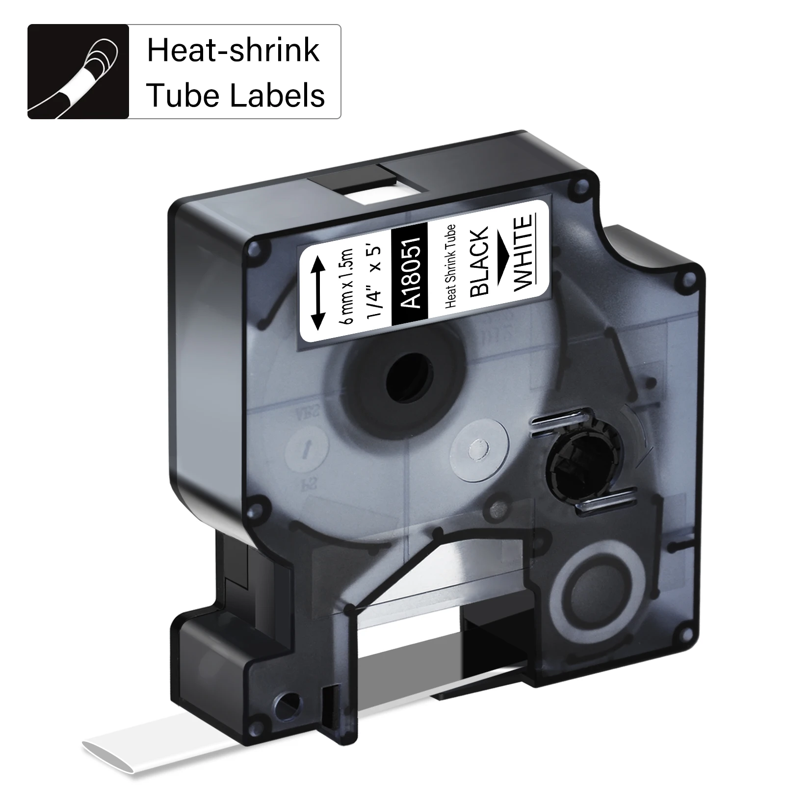 10 Stück S0718260 18051 Schrumpfschlauch-Etikettenband für DYMO Rhino Schwarz auf Weiß 6MM Dropshipping – Detail 3