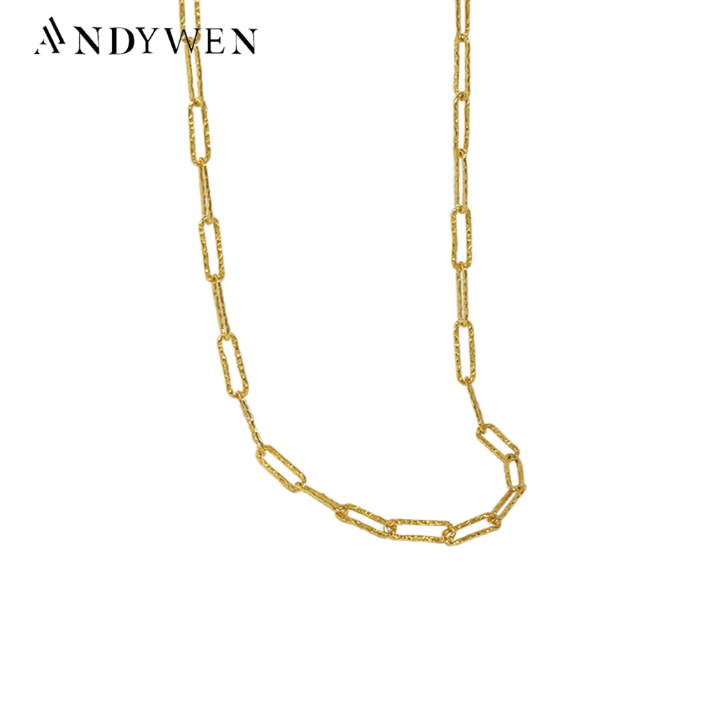 

ANDYWEN 925 Sterling Silver Geometric Irregular Twist Horoscope Long Chain Choker Necklace 2021 Wedding Fashion Fine Jewelry