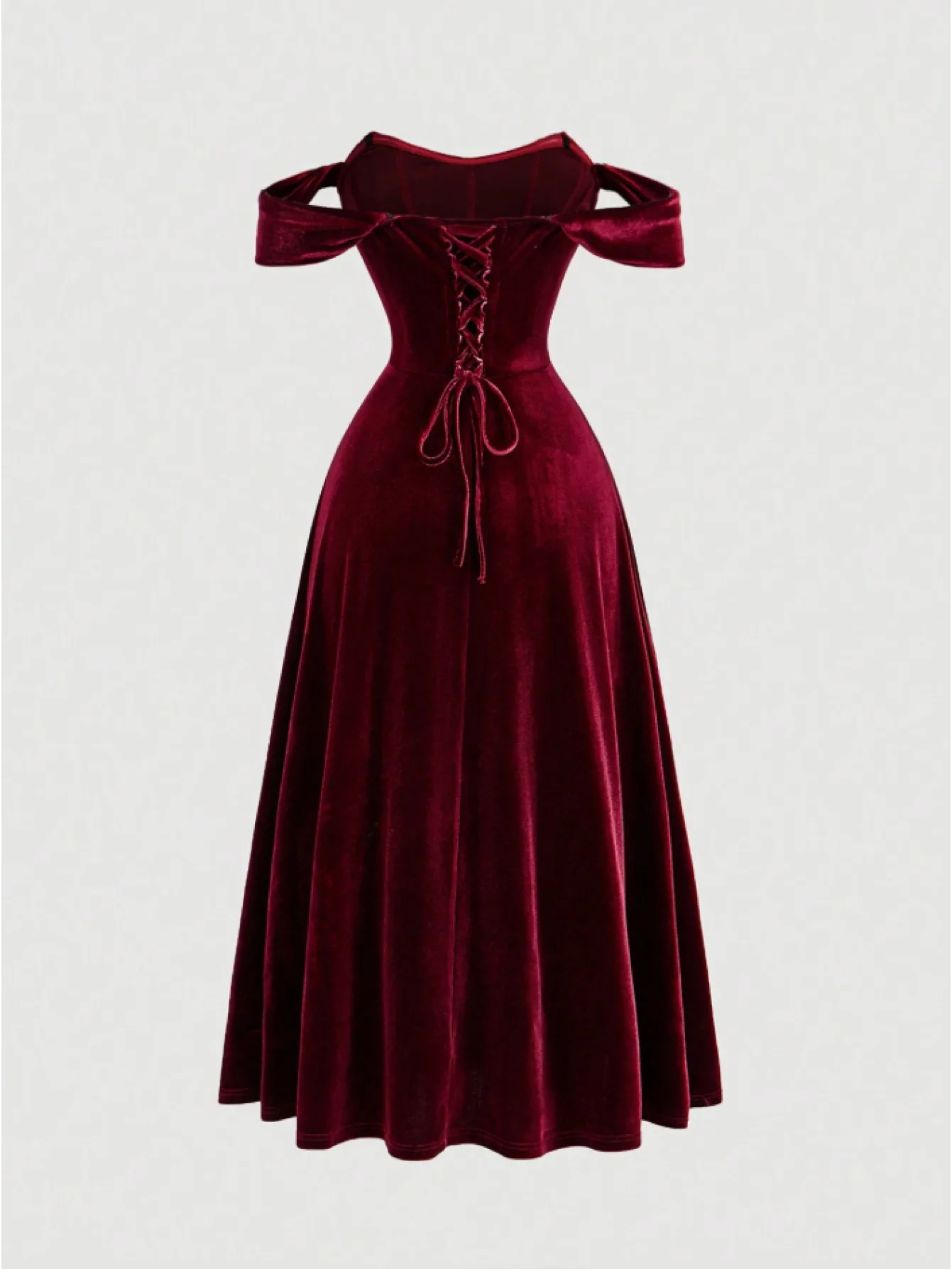 Ein großes, sexy und romantisches rotes Retro-Kleid im künstlichen Fischgräten-Design aus der Renaissance-Zeit, ein Korsettkleid für Neu – Detail 2
