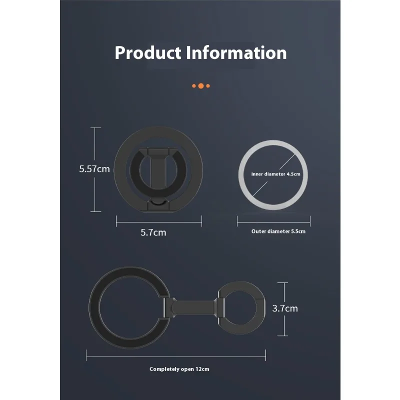 حامل الهاتف المغناطيسي البنصر حامل معدني كسول 360 ° الدورية العالمي حامل مكتب سيارة الثلاجة الصالة الرياضية لاصق ملصق #5