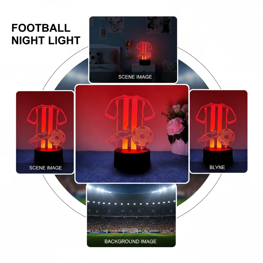 

1 шт., футбольный 3D иллюзия, ночник, сенсорный переключатель, 7 цветов, декор комнаты, спортивный подарок