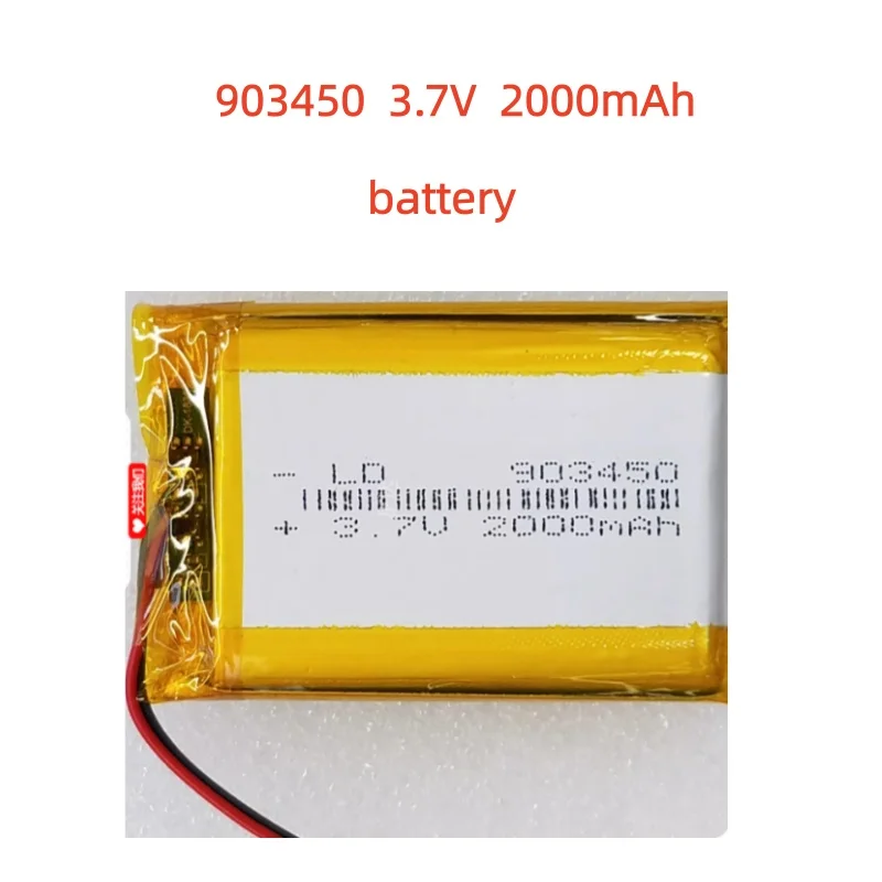 

903450 3.7V 2000mAh Li-Polymer Replacement Li Lipo Battery JST 2Pin 1.0/1.25/1.5/2.0/2.54mm Connector For GPS Camera LED