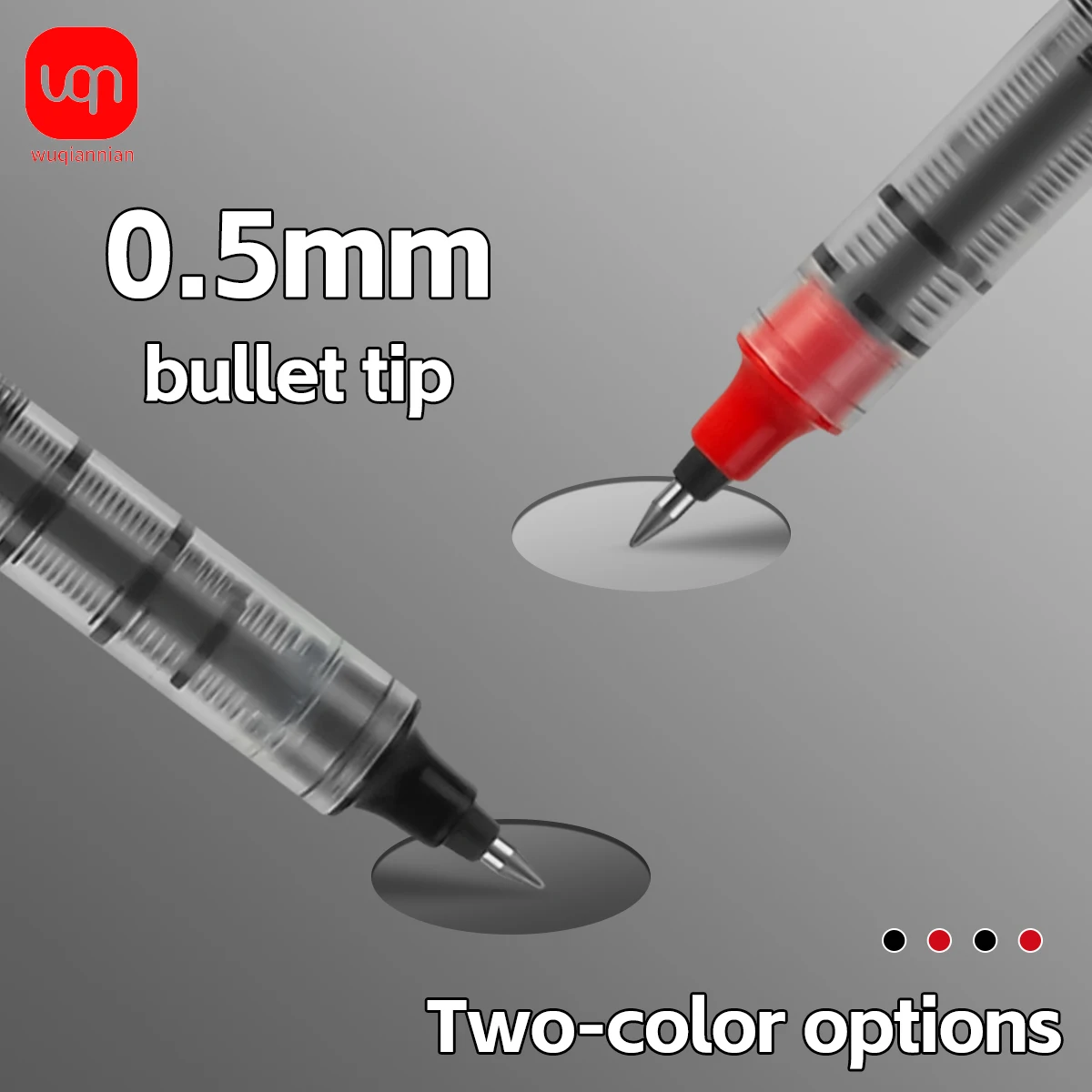 Direct Liquid Rollerball Pen Large Capacity 0.5mm Tip Straight Liquid Gel Ink Pen,Black Red Ink Signing Pen School Stationery