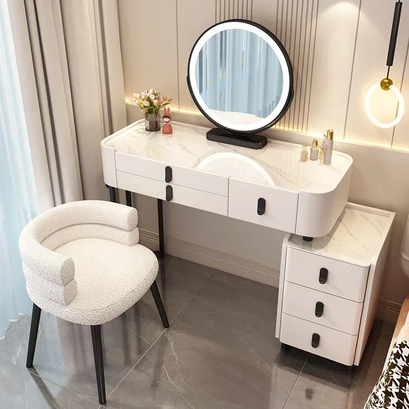 

Nordic Glamour Dressing Table Mirror Chair Salon Premium Makeup Table Cabinet Organizers Storage Coiffeuse Bedroom Furniture