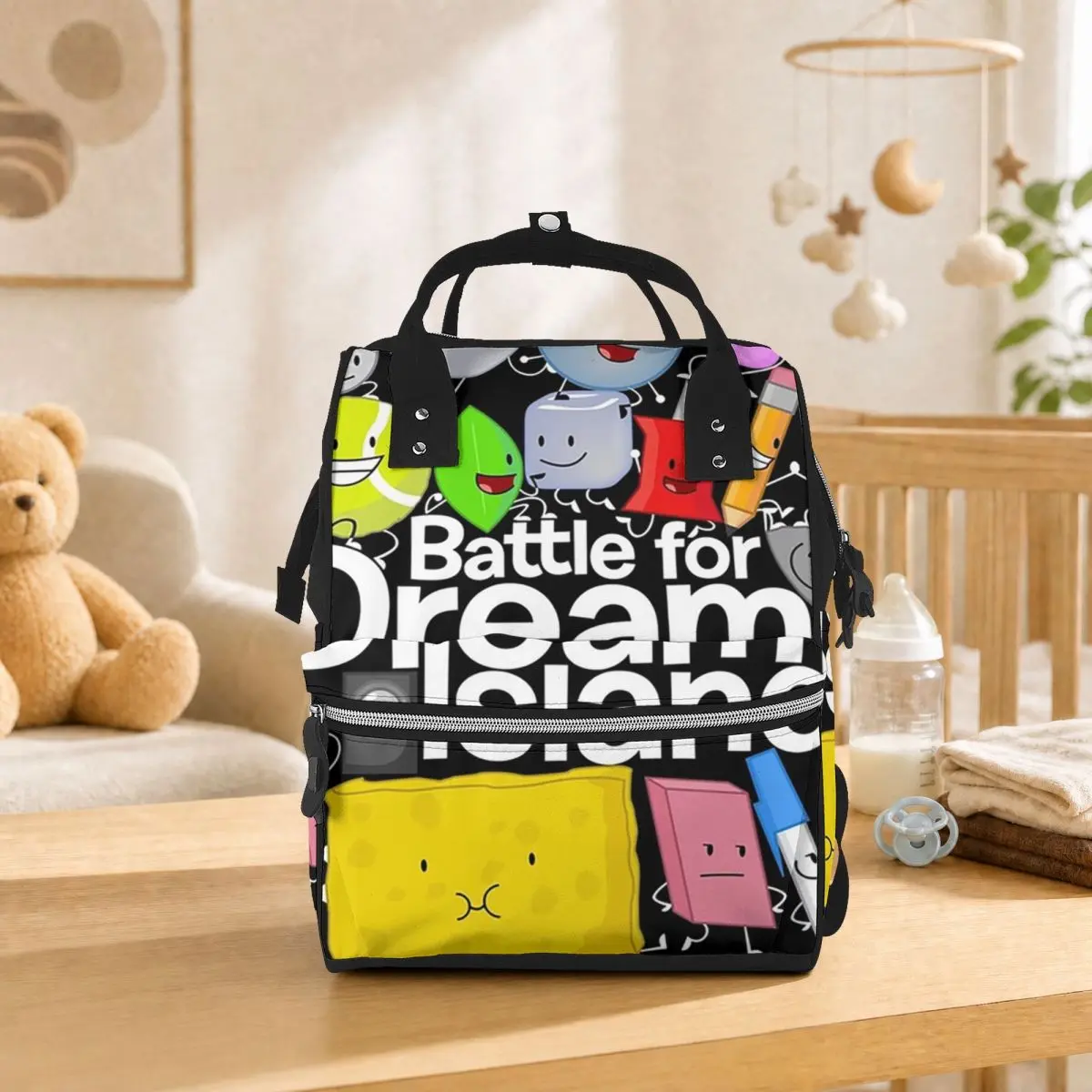 BFDI Poster Black Student Backpack School Bag Hiking Travel Daypack for Men Women Bookbag Shoulder Bags