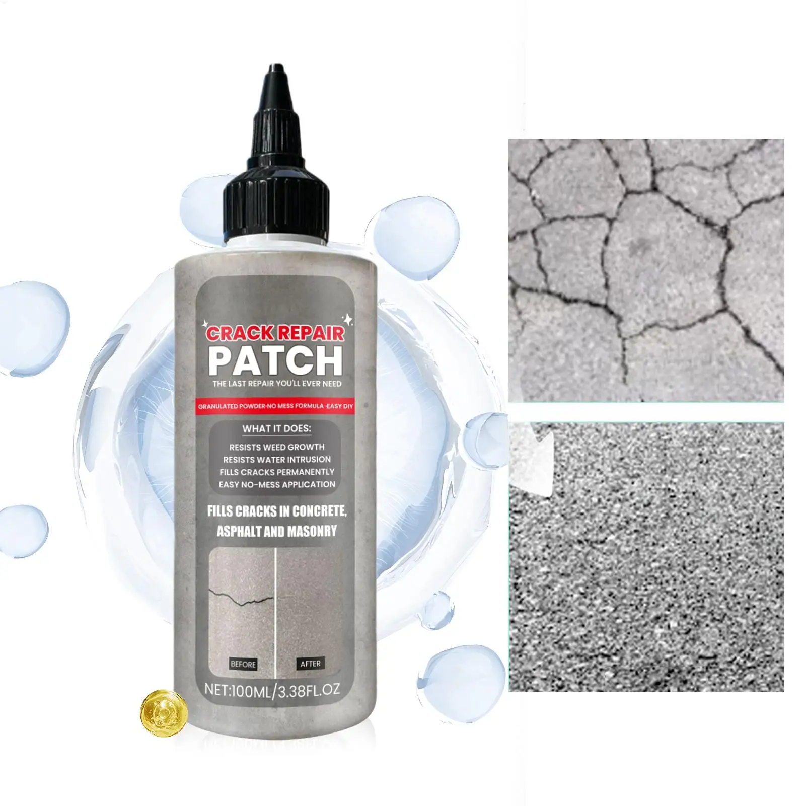100ml Concrete Crack Filler Quick-Drying Waterproof Sealant for Repairing Cracks in Walkways, Patios, Driveways and Walls