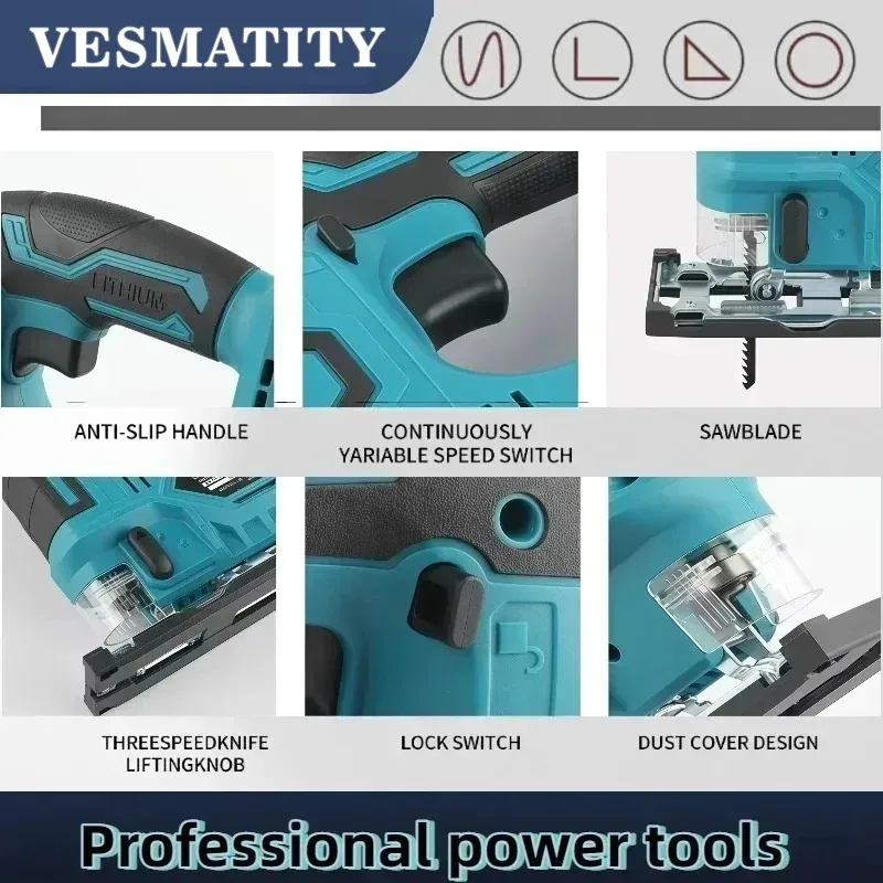 DJV182Z 340W Brushless Jigsaw with Saw Blade Cordless Barrel Handle Portable Carpenter Power Tool For Makita Battery view 5
