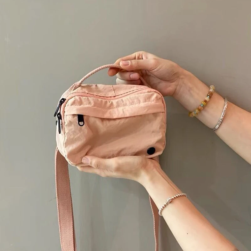 1Pcs Fashion Macaron Nylon Square Bag Lightweight Canvas Bag Casual Versatile Shoulder Messenger Mobile Phone Bag