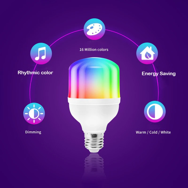 LED intelligent color changing remote control bulb light with memory LED seven color RGB bulb color light bulb