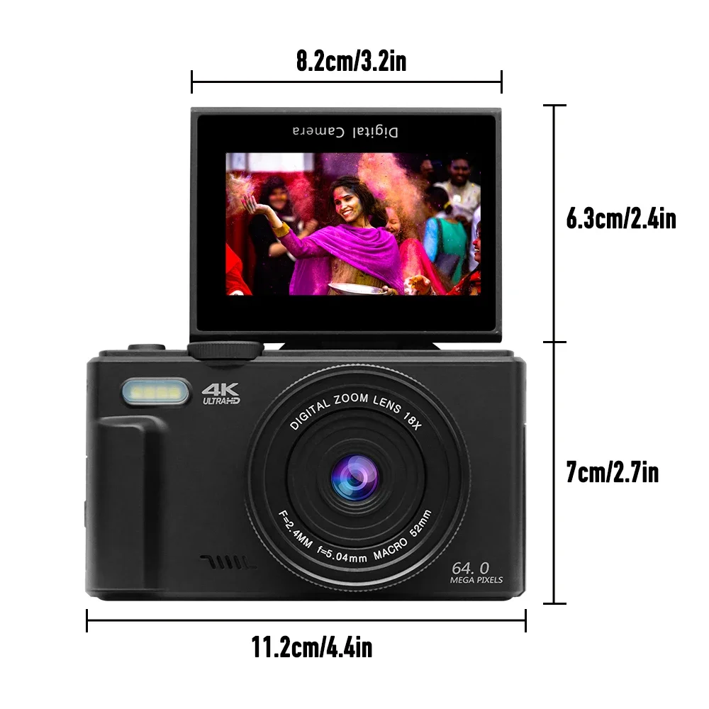 4K 60FPS Ultra High Definition Video Camera 64 Megapixels With AF (auto Focus) Shooting SLR Camera 18X Digital Zoom With WiFi